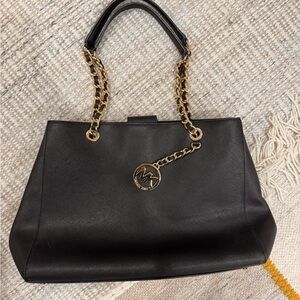 Michael Kors Black Shoulder Bag with Gold Chain